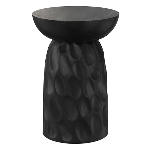Boyd 13" Wide Solid Wood Round End Table in Black (Black / 13 inch)