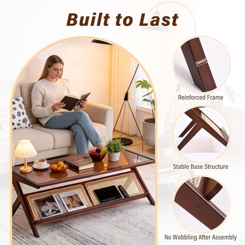 Brown Rattan Coffee Table (Coffee Table-brown)