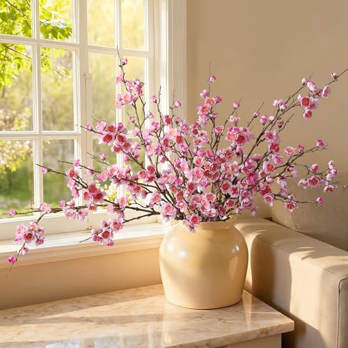 6 PCS Artificial Cherry Blossom Branches Spring Indoor Decoration (A-pink)