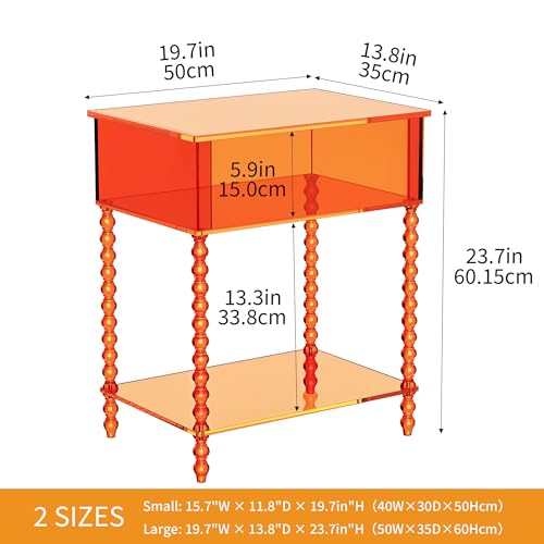 Acrylic Side Table (Orange / Large)