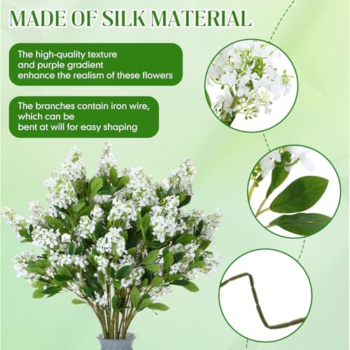20 Pcs 30" Artificial Lilac Flowers Fake Delphinium Antirrhinum Stem Silk Artificial Flower Branch Floral Arrangement for Vase Centerpieces Wedding Bouquet Home (White)