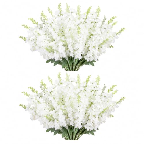 60 Pcs White Delphinium Artificial Flower Bulk (34.25" / White)