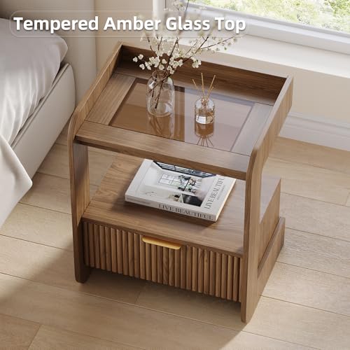 Fluted Nightstands Set of 2 (Walnut)
