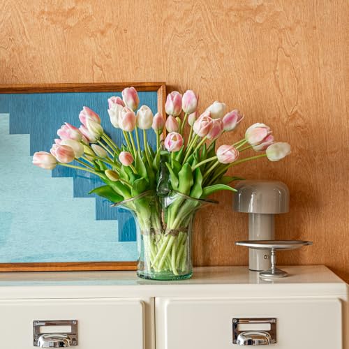 40pcs Artificial Tulips Flowers (40pcs Peach Pink Set (No Vase))