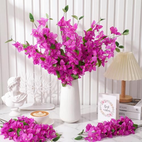 16 Pcs Fake Bougainvillea Bulk Silk Flower UV Resistant (Rose Purple)