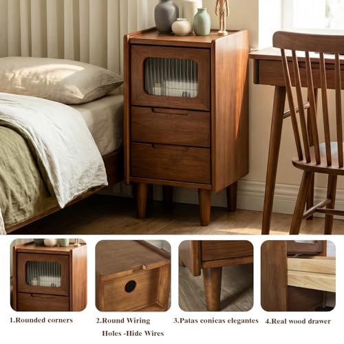 Mid Century Modern Nightstand (11.81”D×15.75”W×23.81”H)