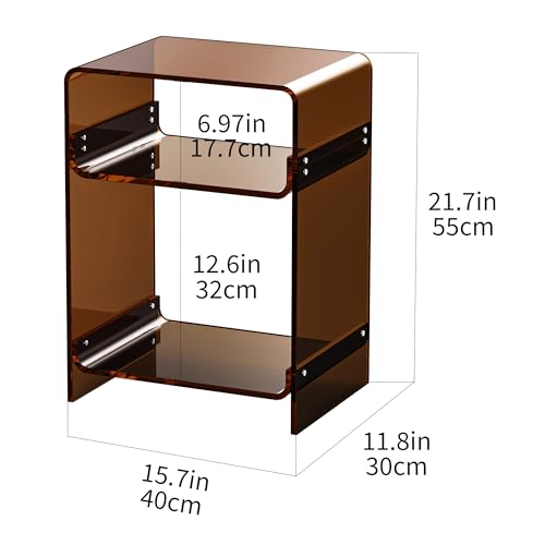 Acrylic Record Player Table with Storage Shelf (Dark Brown / Medium)