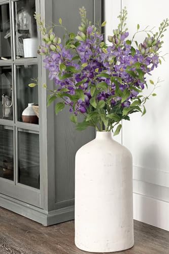 8PCS Purple Delphinium Artificial Flowers with Clematis Greenery Long Stem Flowers 29.5" Dark Purple Artificial Flowers for Wedding Centerpieces Silk Flowers for Home Decor Indoor (Dark Purple)