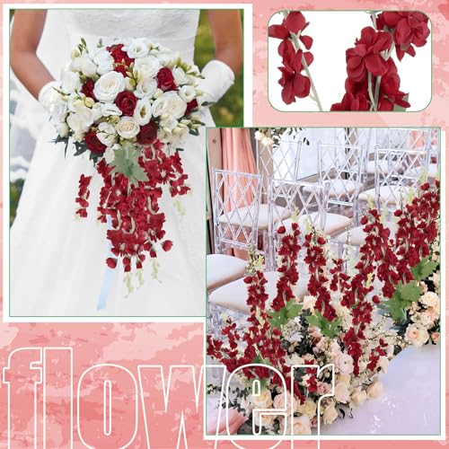 24 Pcs Burgundy Delphinium Artificial Flower Bulk (34.25" / Burgundy)