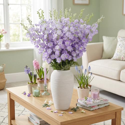 20 Delphinium Artificial Flowers 33.5" Long Stem (Purple)