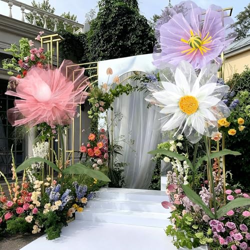 3 Pcs Multicolor Giant Flowers for Decoration with Standing (Multi Color / Classic)