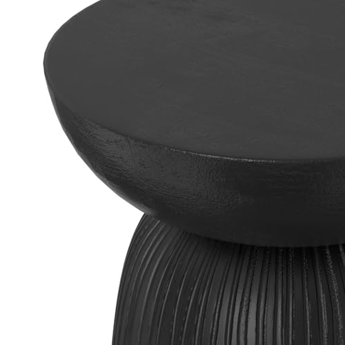 Boyd 13" Wide Solid Wood Round End Table in Black (Black / 13 inch)