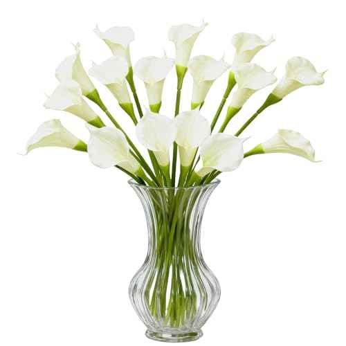White Calla Lily Artificial Flowers 22pcs 25" Faux Calla Lillies (Lovry White)