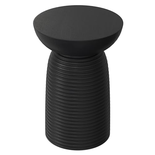 Boyd 13" Wide Solid Wood Round End Table in Black (Black / 13 inch)