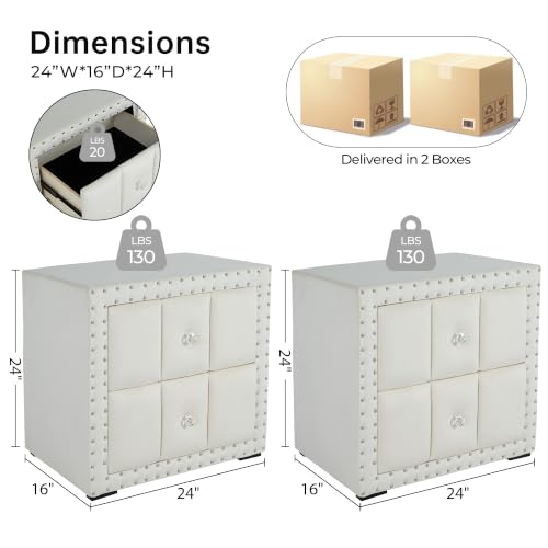 Tufted Nightstands (Beige)