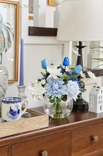 Artificial Flowers with Vase (Mixed Blue)