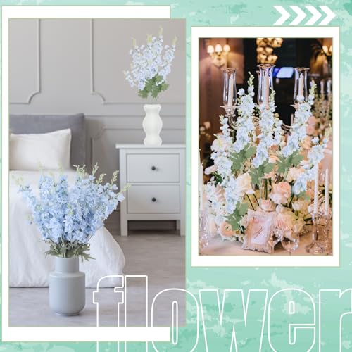36 Pcs Blue Delphinium Artificial Flower Bulk (34.25" / Blue)