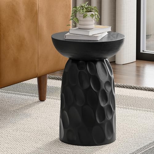 Boyd 13" Wide Solid Wood Round End Table in Black (Black / 13 inch)
