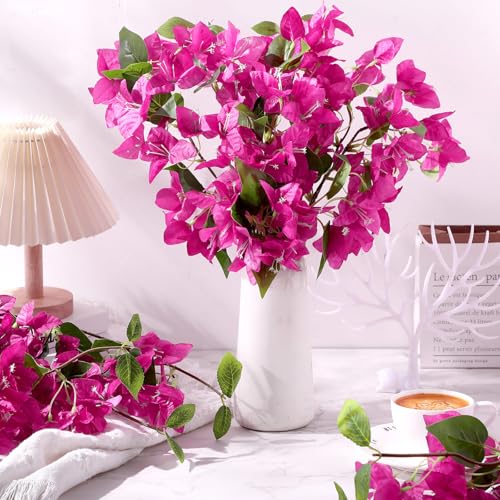 60 Pcs Fake Bougainvillea Bulk Silk Flower UV Resistant (Rose Purple)
