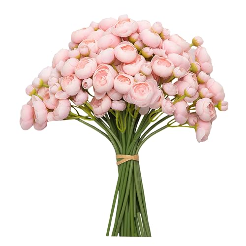 32Pcs Pink Ranunculus Artificial Flowers for DIY Home Wedding (Pink)