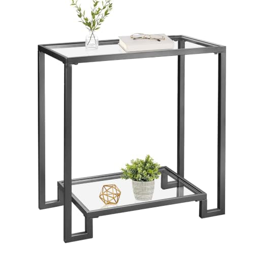 2 Tier Rectangle Side Table (Rectangular / 2-Tier / Black)