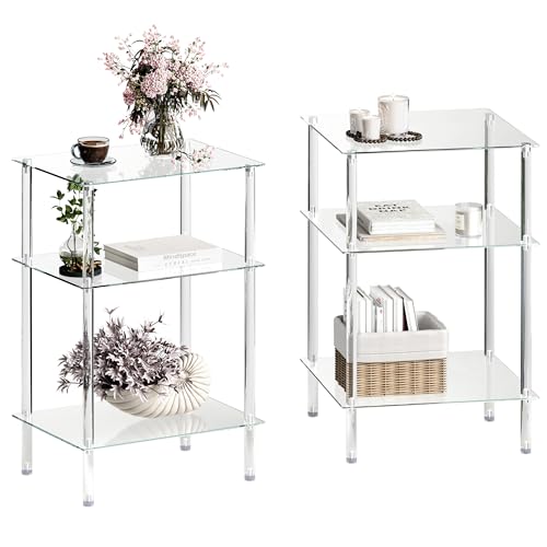 3 Tier Tempered Glass Side Tables (Transparent / 3 tier High)