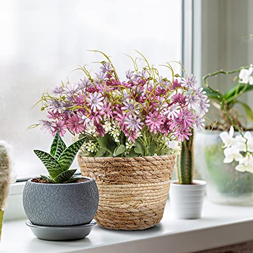 Artificial Flowers Wildflowers Silk Daisy Spring Fake Daisies Decoration Summer UV Resistant Colorful Mixed Bundles Faux Greenery Outdoor Plant Stem Filler for Home Decor Indoor Floral Arrangements (07-purple)