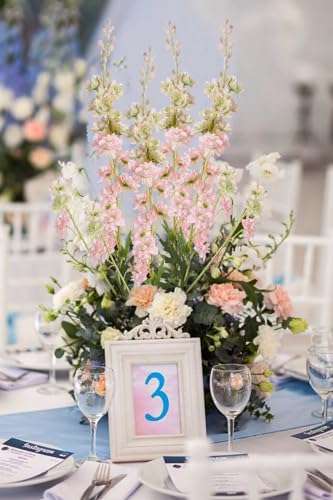 Artificial Delphinium Pink Flowers Combo Clematis Greenery 9 Pcs (Pink)