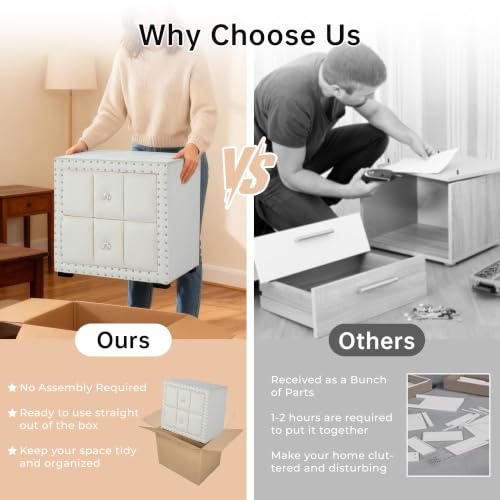 Tufted Nightstands (Beige)