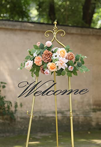 Artificial Flowers Combo Box Set Faux Flowers Bulk Flower Leaf with Stems for DIY Wedding Bouquets Centerpieces Baby Shower Party Home Decorations (Champagne Pink)