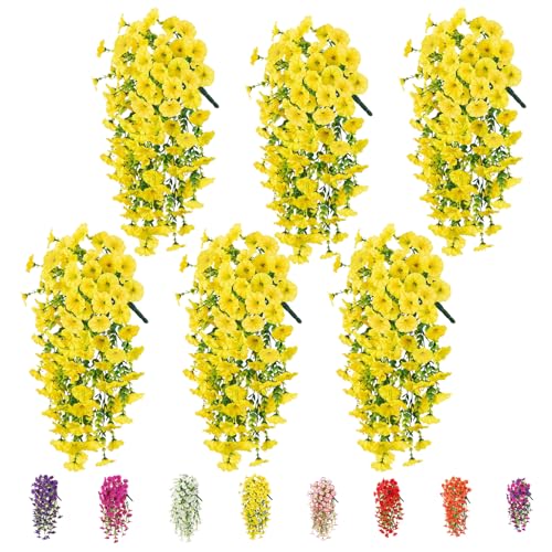 6 Pack Outdoor Artificial Flowers (Yellow)