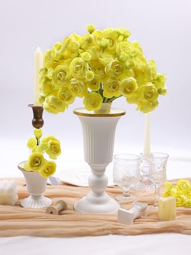 32Pcs Yellow Ranunculus Artificial Flowers for DIY Home Wedding (Yellow)