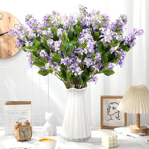 20 Pcs 30" Artificial Lilac Flowers Fake Delphinium Antirrhinum Stem Silk Artificial Flower Branch Floral Arrangement for Vase Centerpieces Wedding Bouquet Home (Purple)