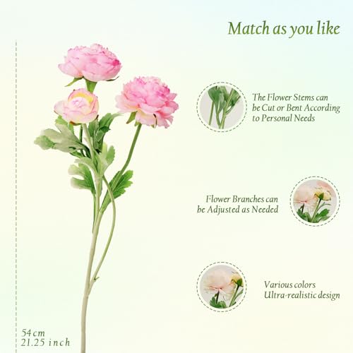 Artificial Flowers Silk Peony Pink Flowers Combo Rose Red Silk Flowers Bouquet 20Pcs 60Heads Fake Peonies for Faux Floral Arrangements Home Table Kitchen Wedding Party Farmhouse Decor (Multicolor(20pcs))