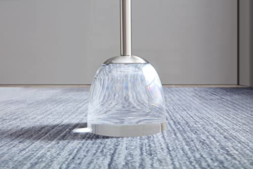 12‘’Clear Acrylic Side Table for Office (Brushed Silver + Clear)