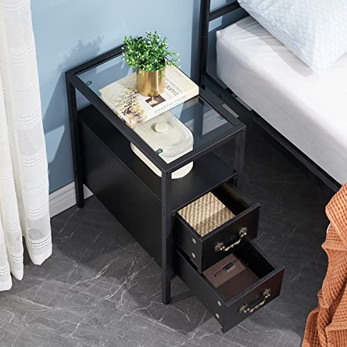 End Tables 24" Height Narrow Nightstands (Classic Black / Set of 1)