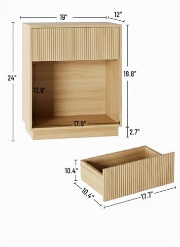 Fluted Nightstands Set of 2 (Oak)