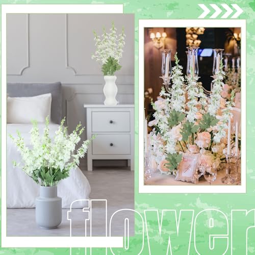 12 Pcs White Delphinium Artificial Flower Bulk (34.25" / White)