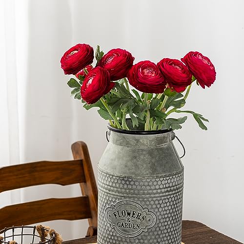 Artificial Ranunculus Flowers with Real Touch Stem (Red / 10)