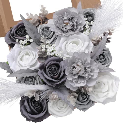 Grey Artificial Flowers Box (Novel Gray White / 1 Box)
