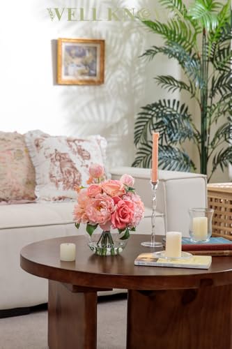 Artificial Flowers in Vase with Fake Water (Peach Pink Mixed)