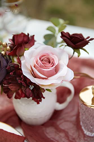 Burgundy Pink Artificial Flowers Combo (Burnt Burgundy / 1 Box)