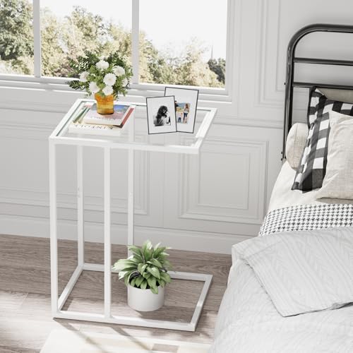 Small C Shaped Table for Sofa (White)