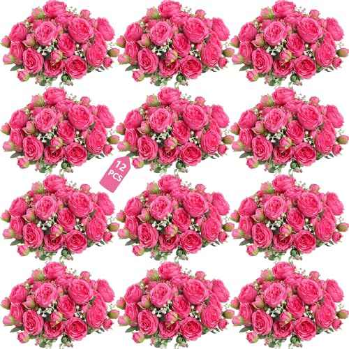 Peonies Artificial Flowers Bouquet (Rose Red)