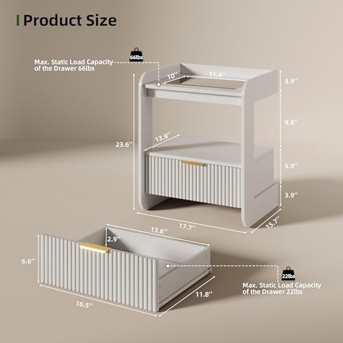 Fluted Nightstands Set of 2 (White)