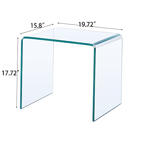 Glass End Table Small Clear Side Tables (15.8"D x 19.72"W x 17.72"H / Clear N Shape)