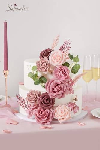 Artificial Flowers Combo Dusty Pink Fake Rose Flower for Wedding (A Baby Dusty Rose / 1 Box)