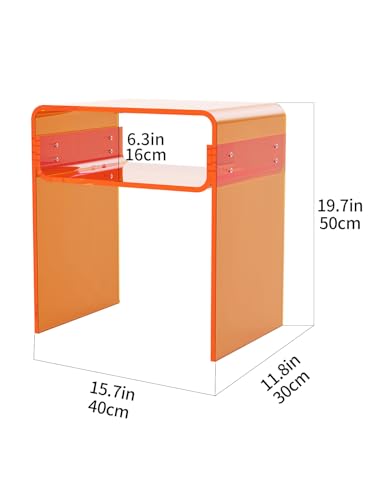 Clear Acrylic End Table 2 (Orange)