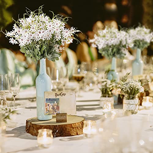 Artificial Flowers Wildflowers Silk Daisy Spring Fake Daisies Decoration Summer UV Resistant Colorful Mixed Bundles Faux Greenery Outdoor Plant Stem Filler for Home Decor Indoor Floral Arrangements (04-white)