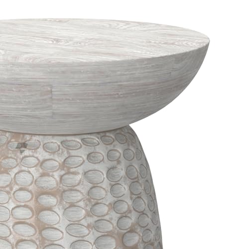 Boyd 16" Wide Solid Wood Round End Table in White Wash (White Wash / 16 inch)